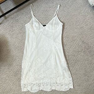 White lace strappy mini dress